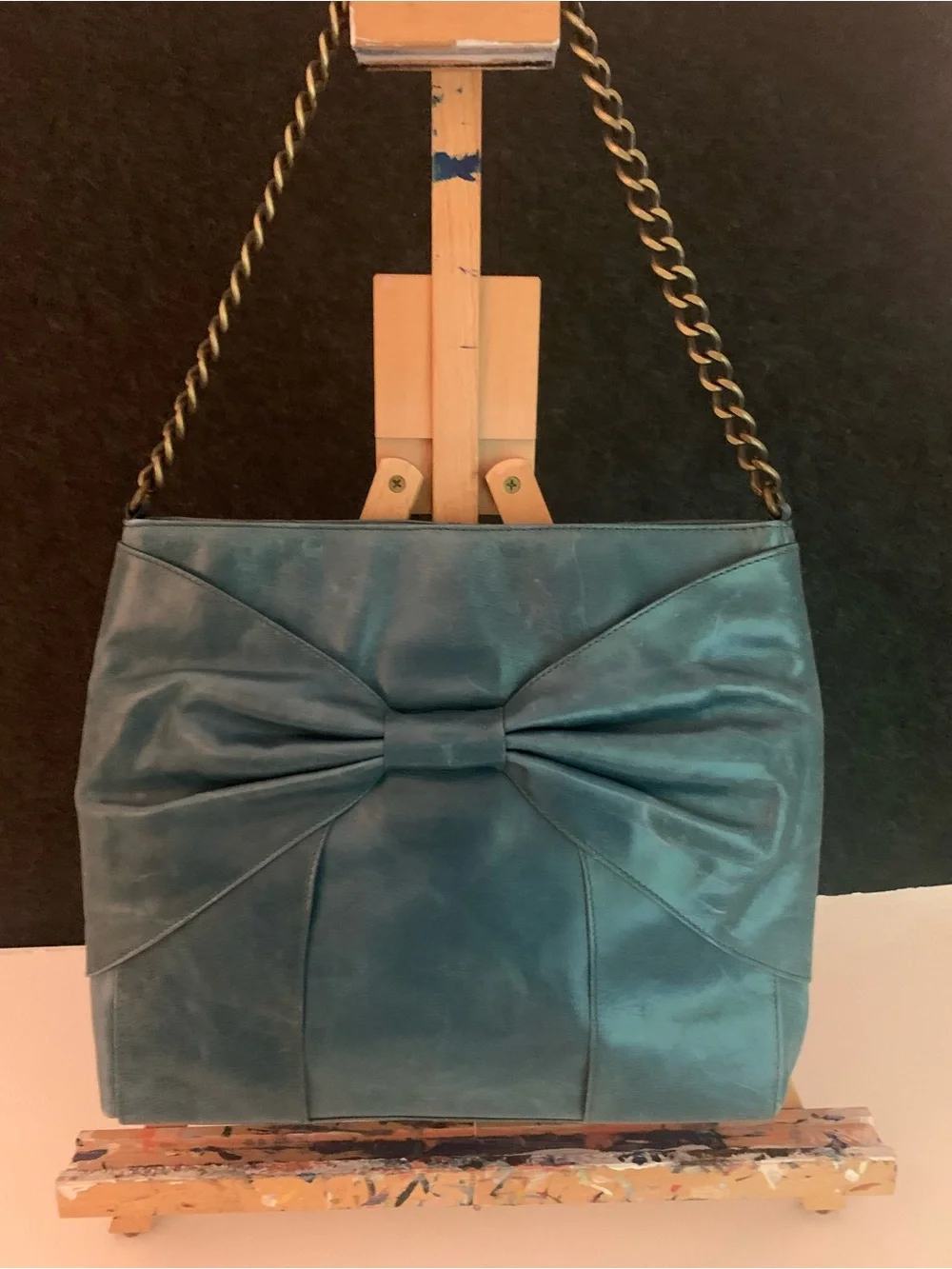 Vintage HOBO teal bow bag with chain strap